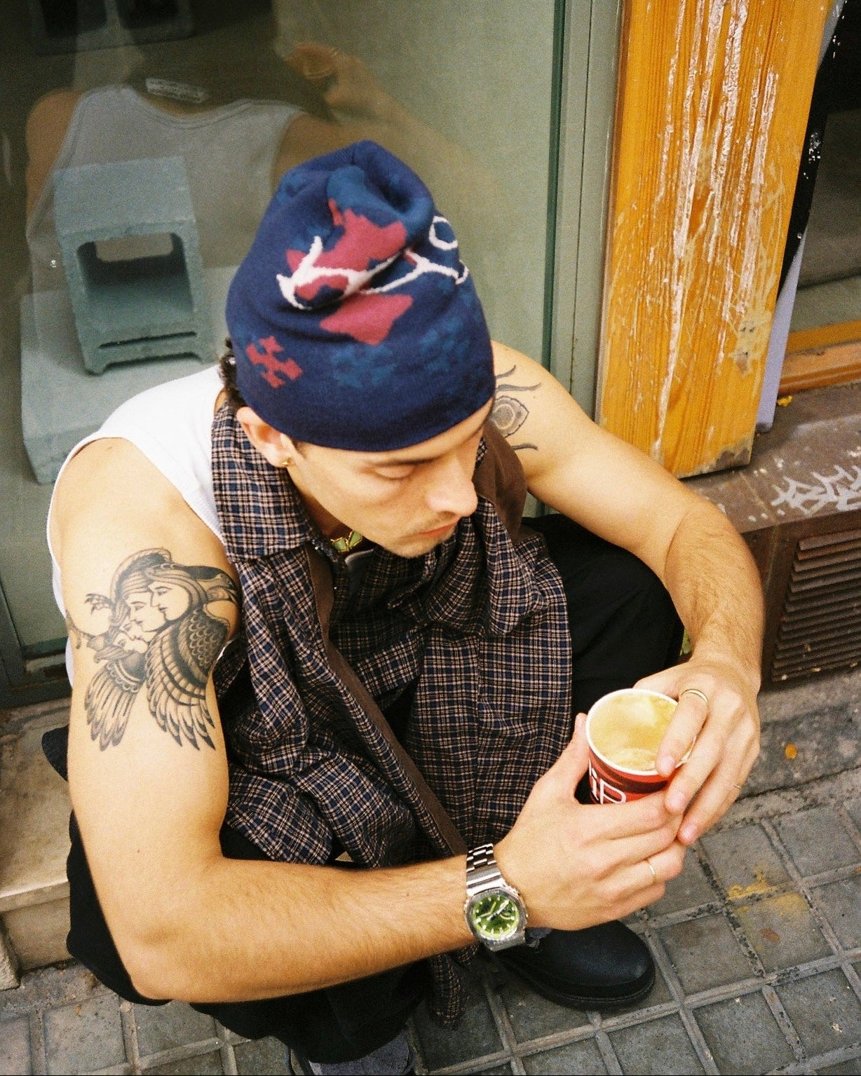 CROSSES BEANIE (NAVY BLUE)