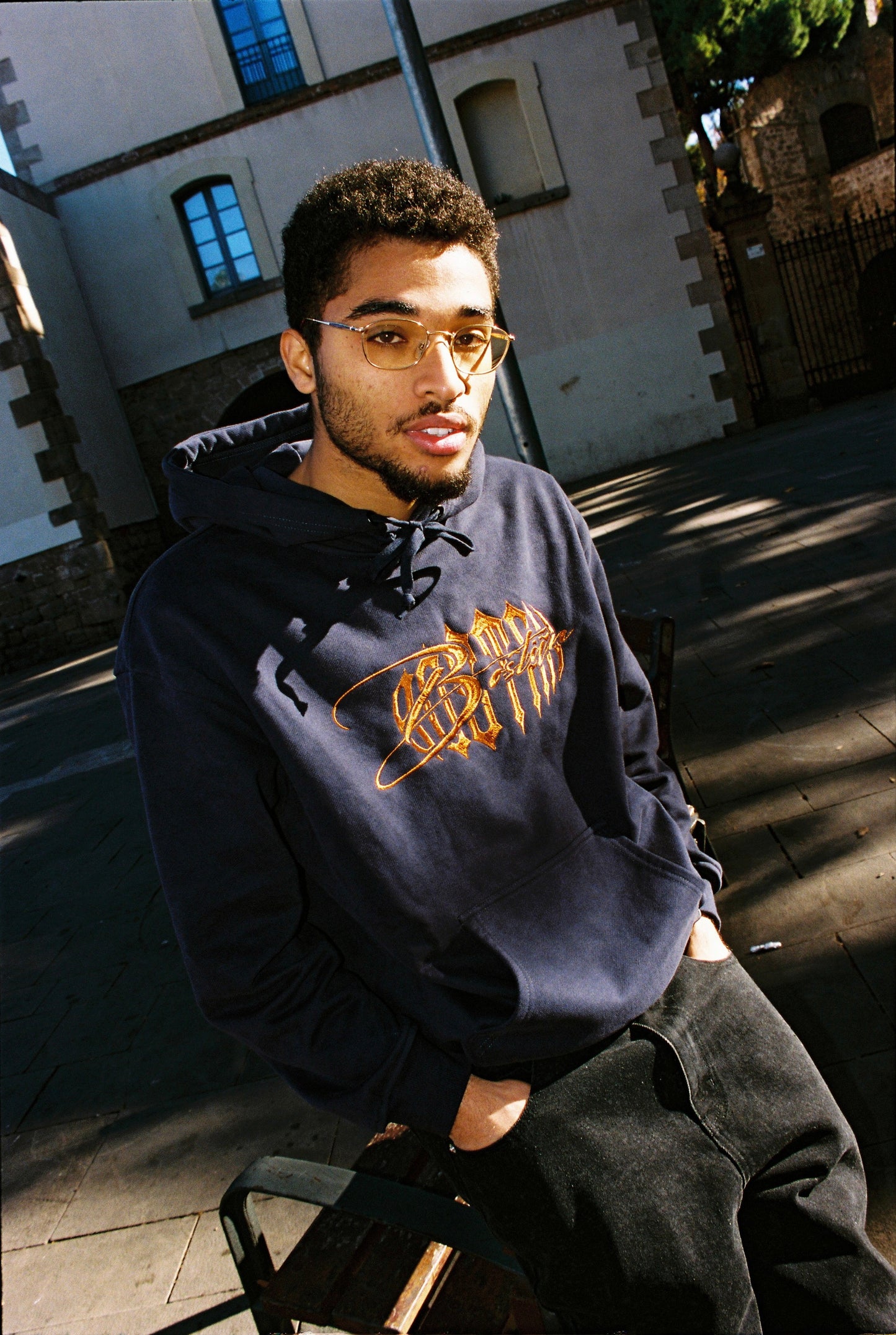 Embroidered Logo Hoodie (navy blue)